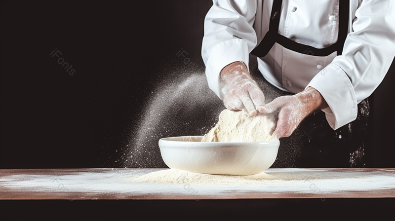 面包师傅揉面匠心之面粉场景,高清,摄影图,摄影图片,图片大全,摄影图免费下载